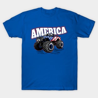 America: Stars and Stripes Monster Truck // Funny Merica 4th of July T-Shirt